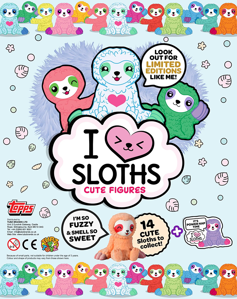 Topps I Love Sloths NEW pack packet with figure and sticker inside 